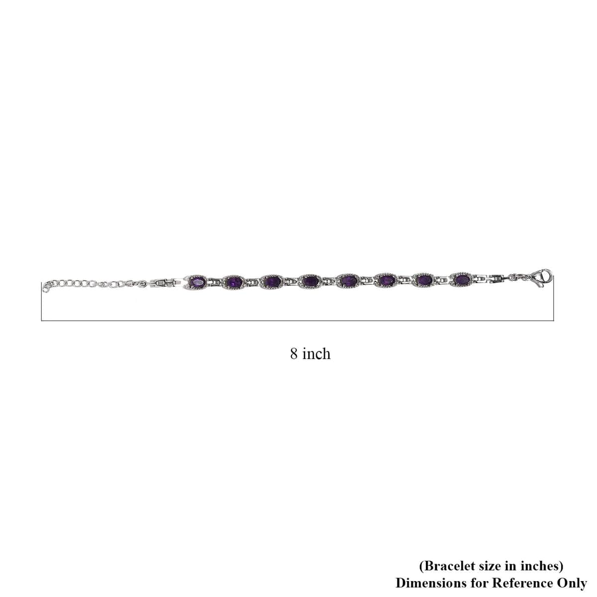 Amethyst Bracelet in Stainless Steel (6.50 In) 3.75 ctw image number 4