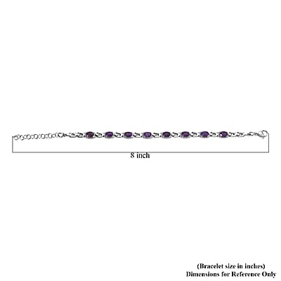EverTrue Amethyst 3.15 ctw Link Bracelet in Stainless Steel (6.50-8.0In)