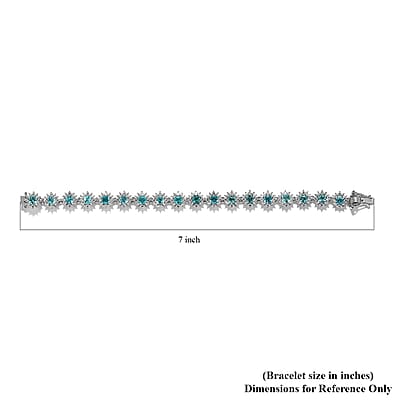 Madagascar Paraiba Apatite and Moissanite Cluster Bracelet in Platinum Over Sterling Silver (6.50 In) 10.00 ctw