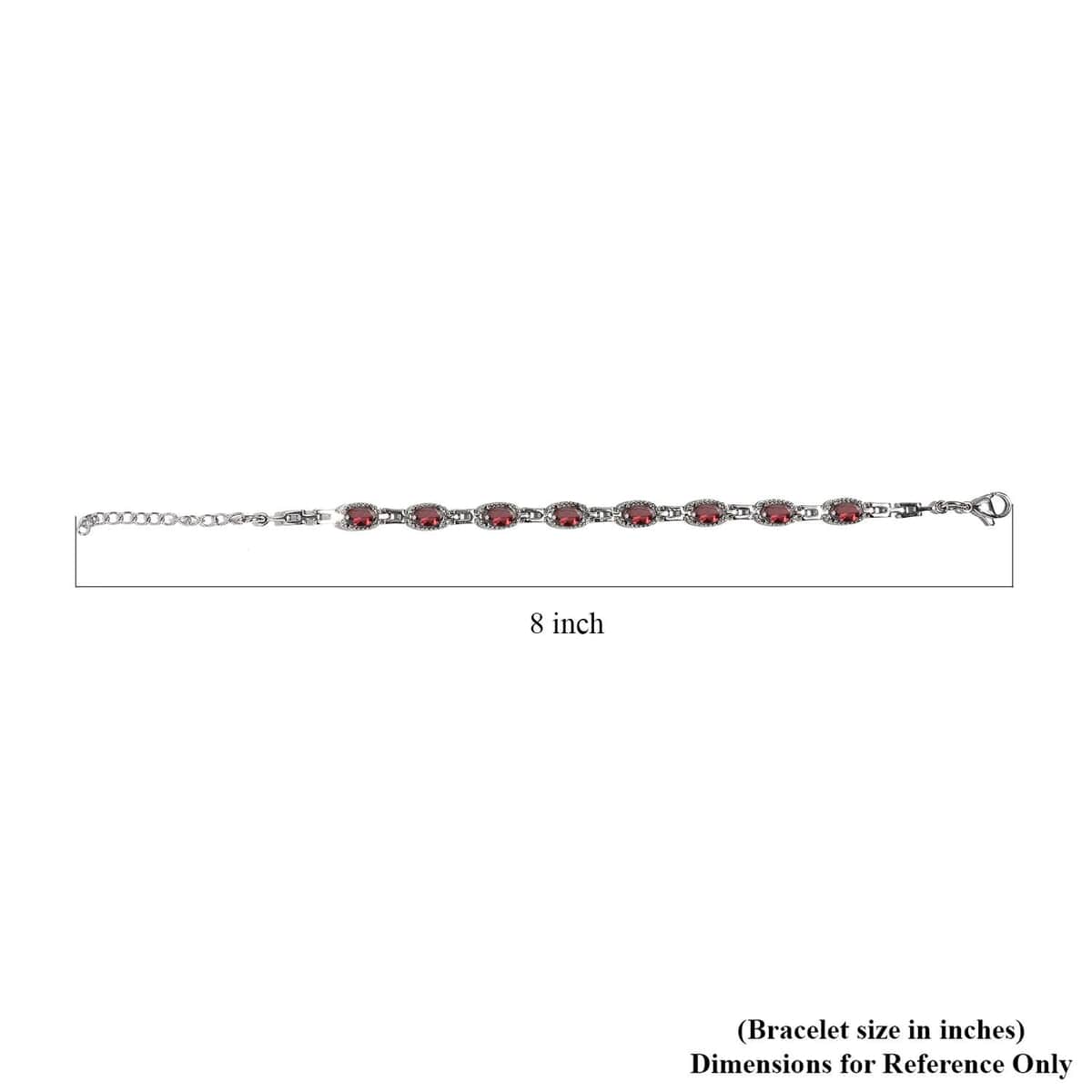 Mozambique Garnet Paper Clip Chain Bracelet in Stainless Steel (6.50-8.0In) 4.15 ctw image number 4