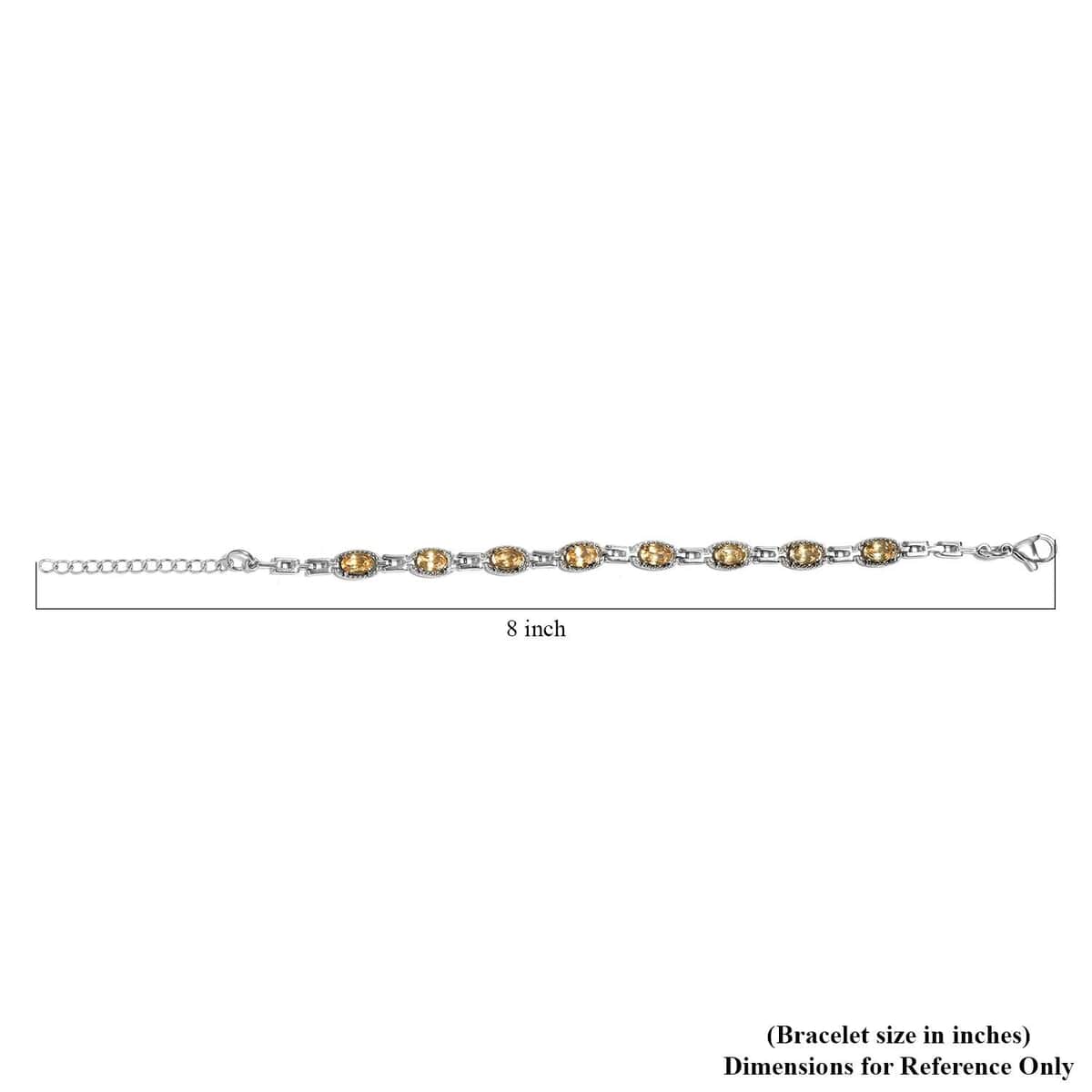 Brazilian Citrine Paper Clip Chain Bracelet in Stainless Steel (6.50-8.0In) 4.25 ctw image number 4