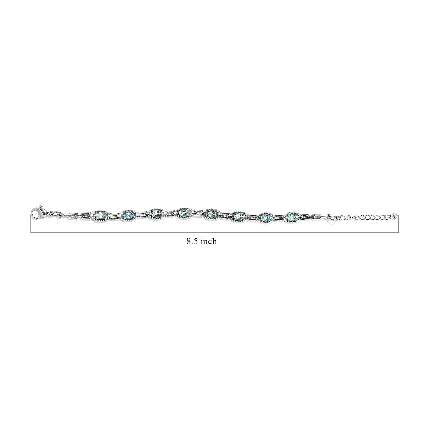 EverTrue Sky Blue Topaz 4.80 ctw Link Bracelet in Stainless Steel (6.50-8.0In)