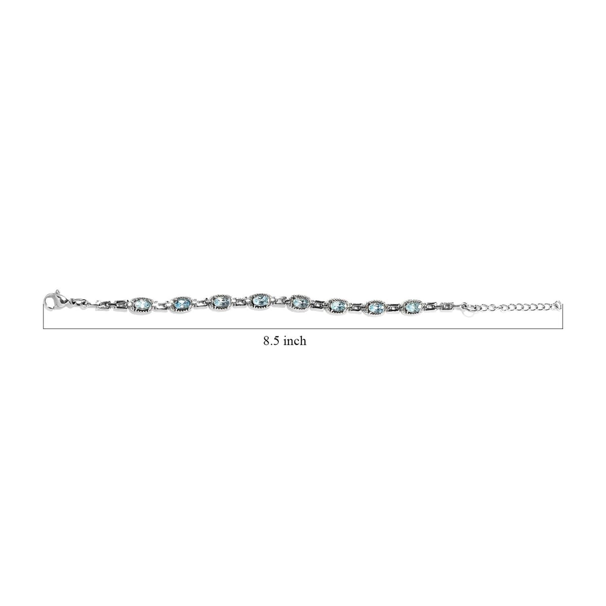 Sky Blue Topaz Link Bracelet in Stainless Steel (6.50-8.0In) 4.10 ctw image number 4