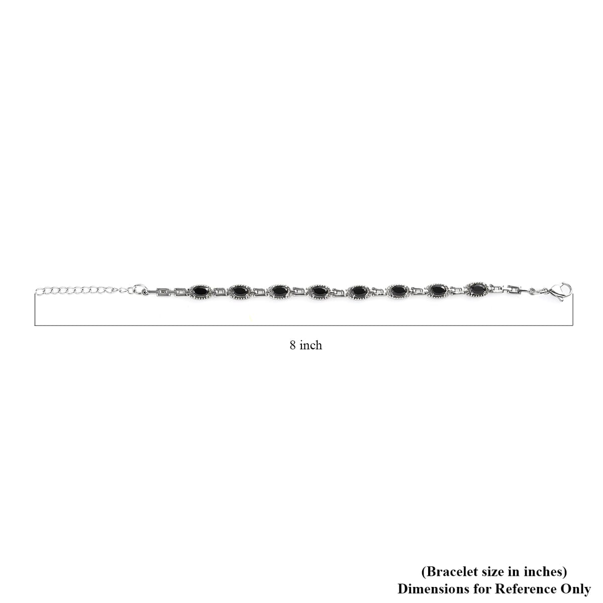 Thai Black Spinel Link Bracelet in Stainless Steel (6.50-8.0In) 4.60 ctw image number 4