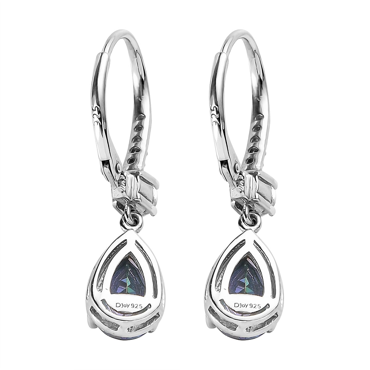 Brazilian Blue Petalite and White Zircon Dangling Earrings in Platinum Over Sterling Silver 2.35 ctw