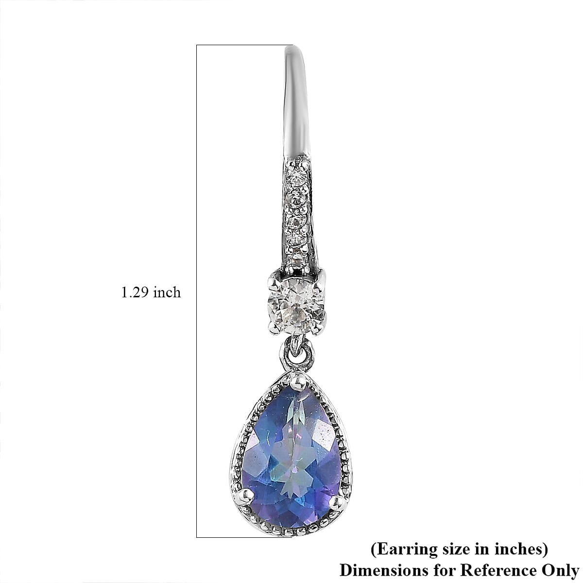 Brazilian Blue Petalite and White Zircon Dangling Earrings in Platinum Over Sterling Silver 2.35 ctw