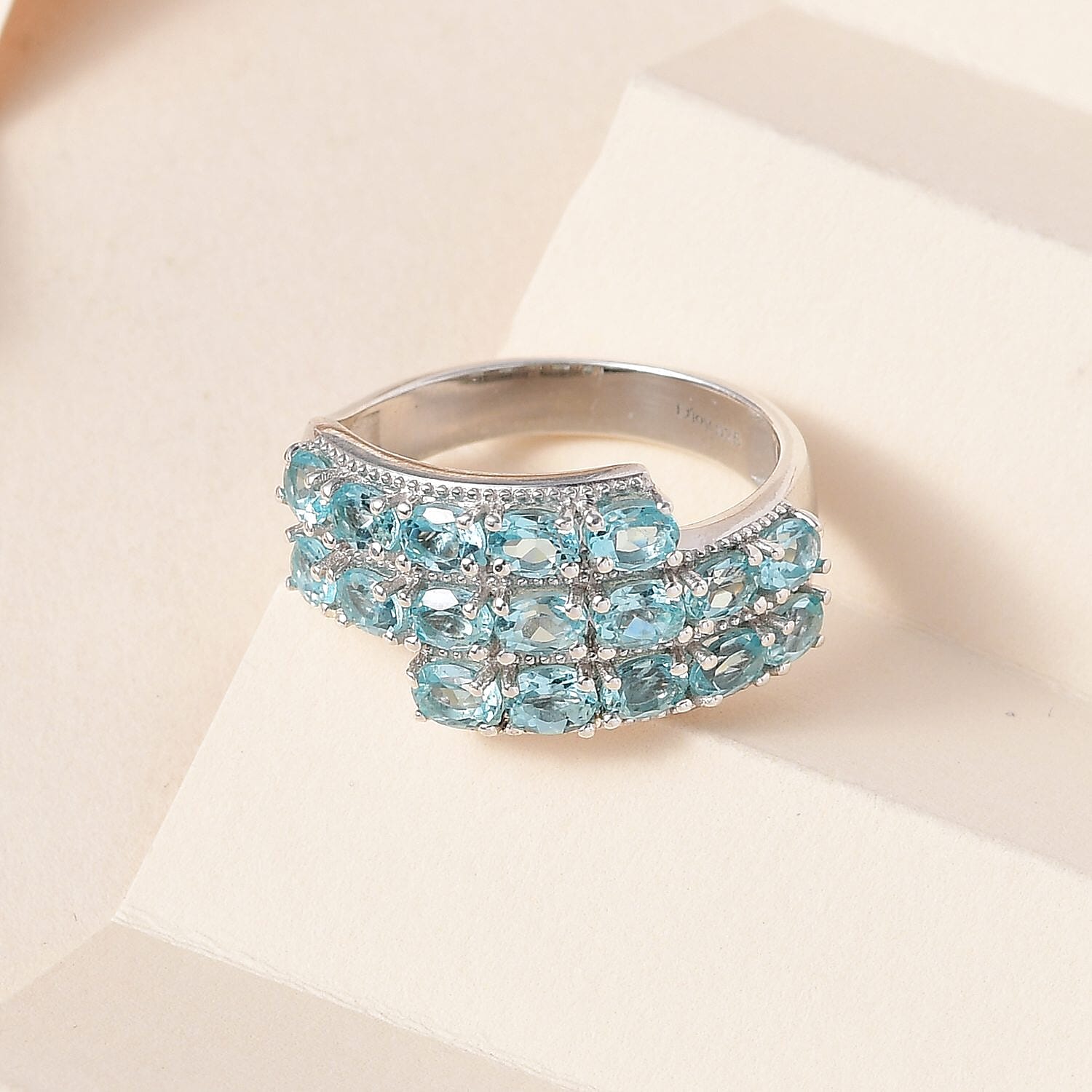 Madagascar Paraiba Apatite Ring in Platinum Over Sterling Silver (Size 10.0) 3.15 ctw
