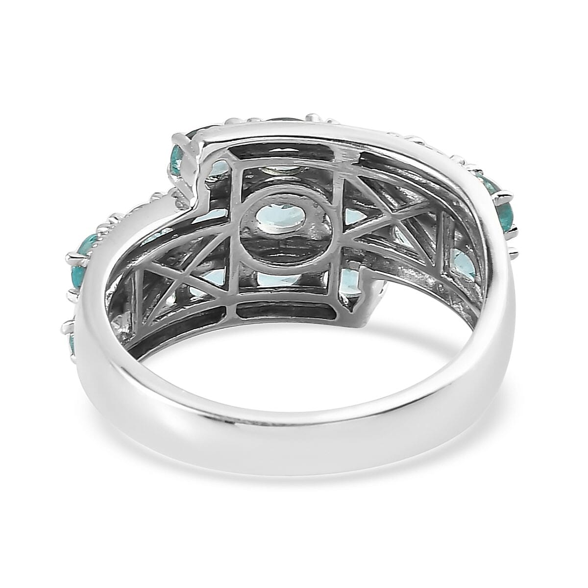 Madagascar Paraiba Apatite Ring in Platinum Over Sterling Silver (Size 10.0) 3.15 ctw