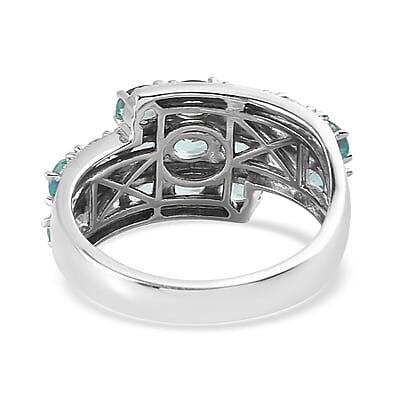 Madagascar Paraiba Apatite Ring in Platinum Over Sterling Silver (Size 10.0) 3.15 ctw