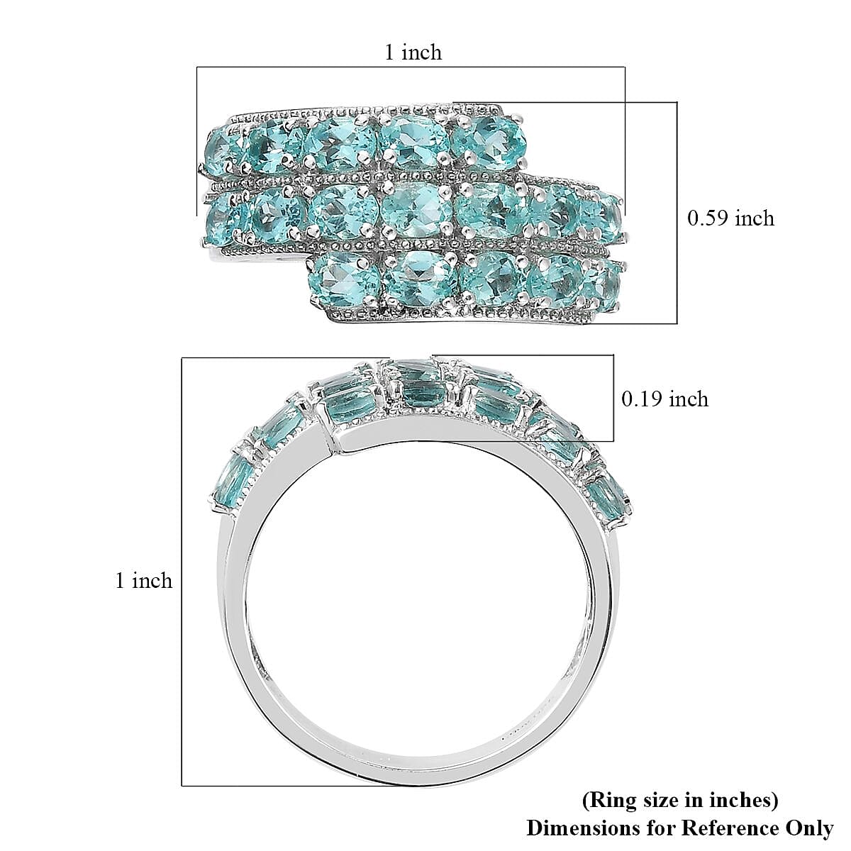 Madagascar Paraiba Apatite Ring in Platinum Over Sterling Silver (Size 10.0) 3.15 ctw