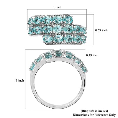 Madagascar Paraiba Apatite Ring in Platinum Over Sterling Silver (Size 10.0) 3.15 ctw