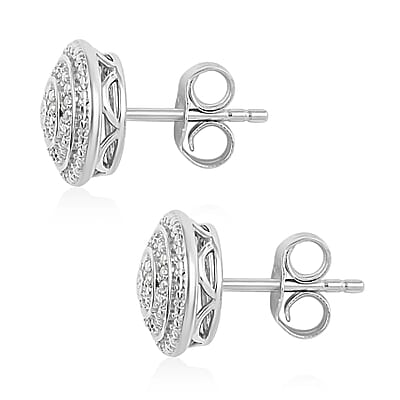White Diamond Earrings in Sterling Silver, Stud Earrings For Women 0.05 ctw