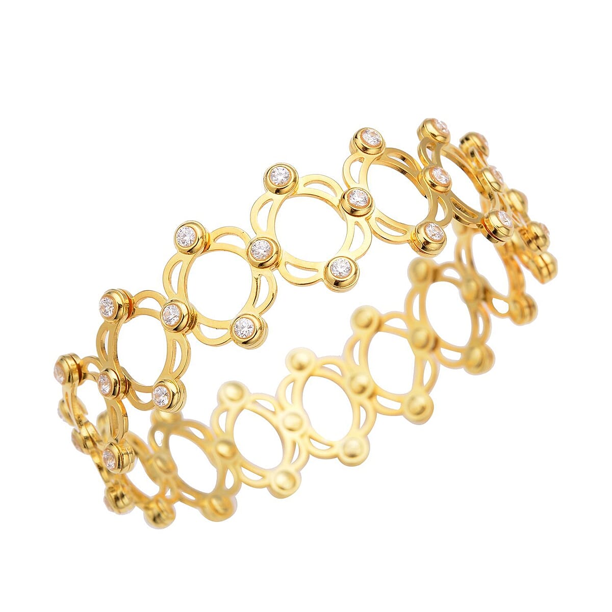 Moissanite Concertina Adjustable Band Ring in Vermeil Yellow Gold Over Sterling Silver 1.00 ctw image number 4