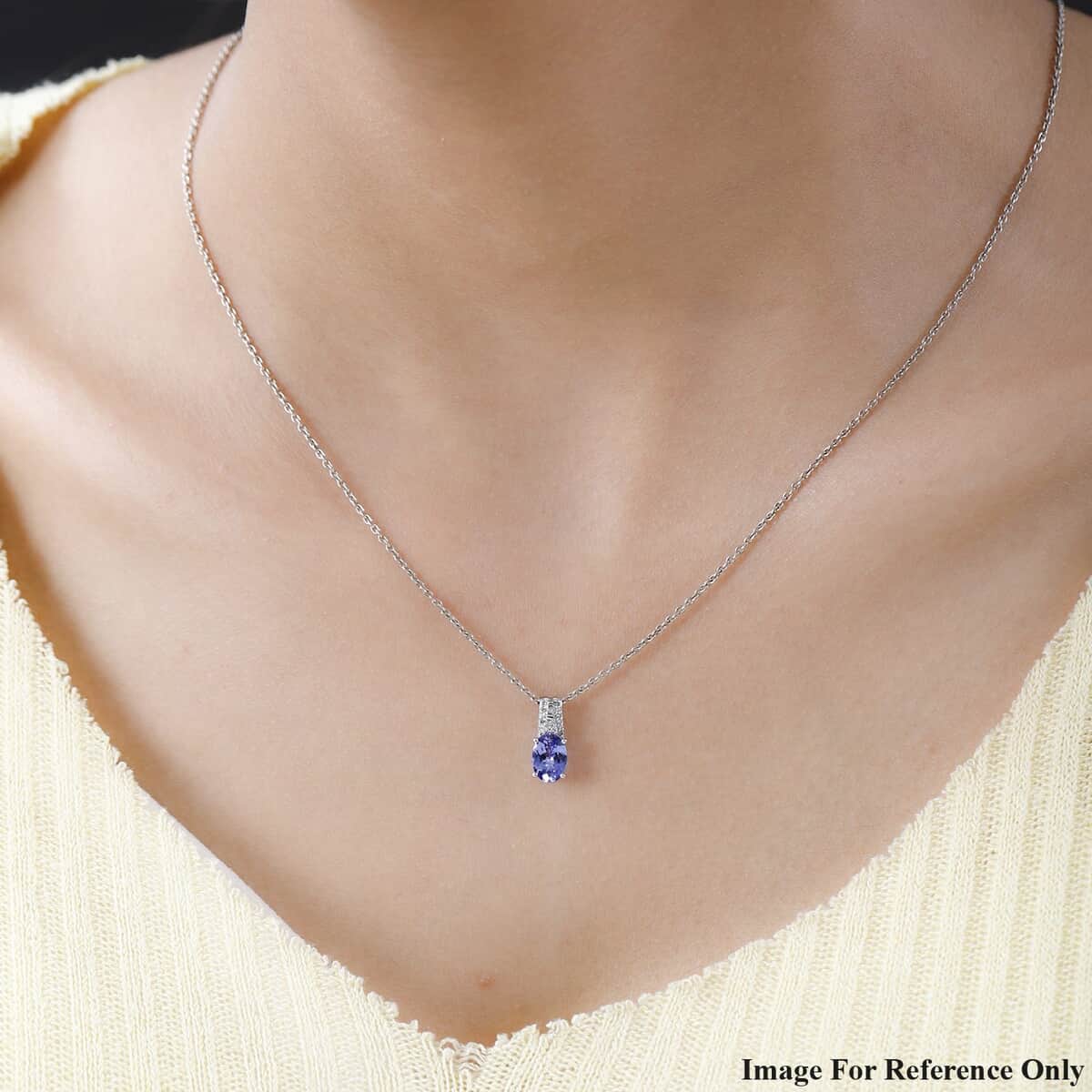 LUXORO 10K White Gold Premium Tanzanite and Diamond Pendant 1.25 ctw image number 2