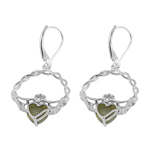 Connemara Marble Twisted Infinity Ireland Claddagh Earrings in Platinum Over Sterling Silver 6.00 ctw