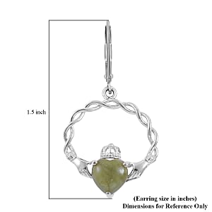 Connemara Marble Twisted Infinity Ireland Claddagh Earrings in Platinum Over Sterling Silver 6.00 ctw