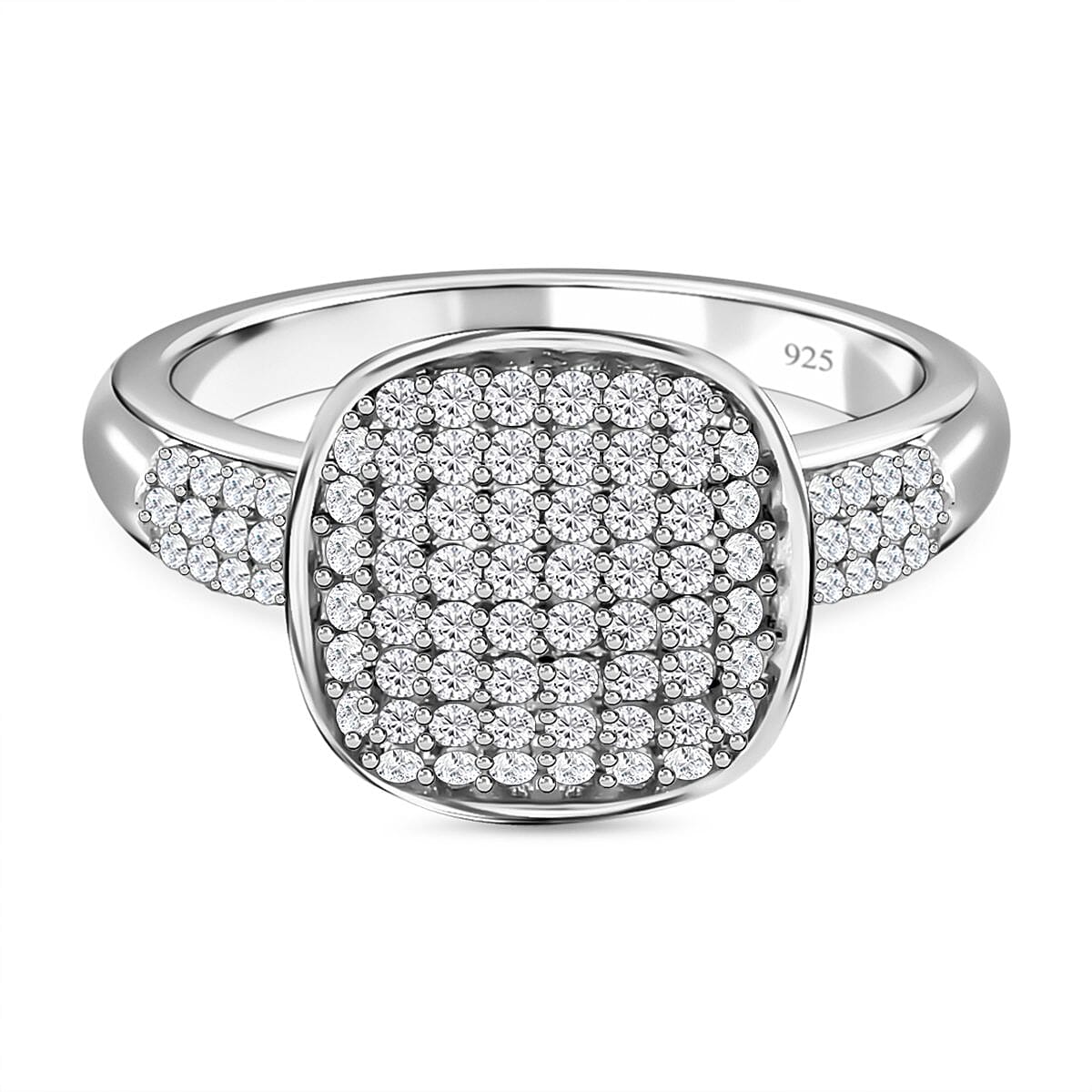 White Diamond 0.50 ctw Ring in Platinum Over Sterling Silver (Size 9.0)
