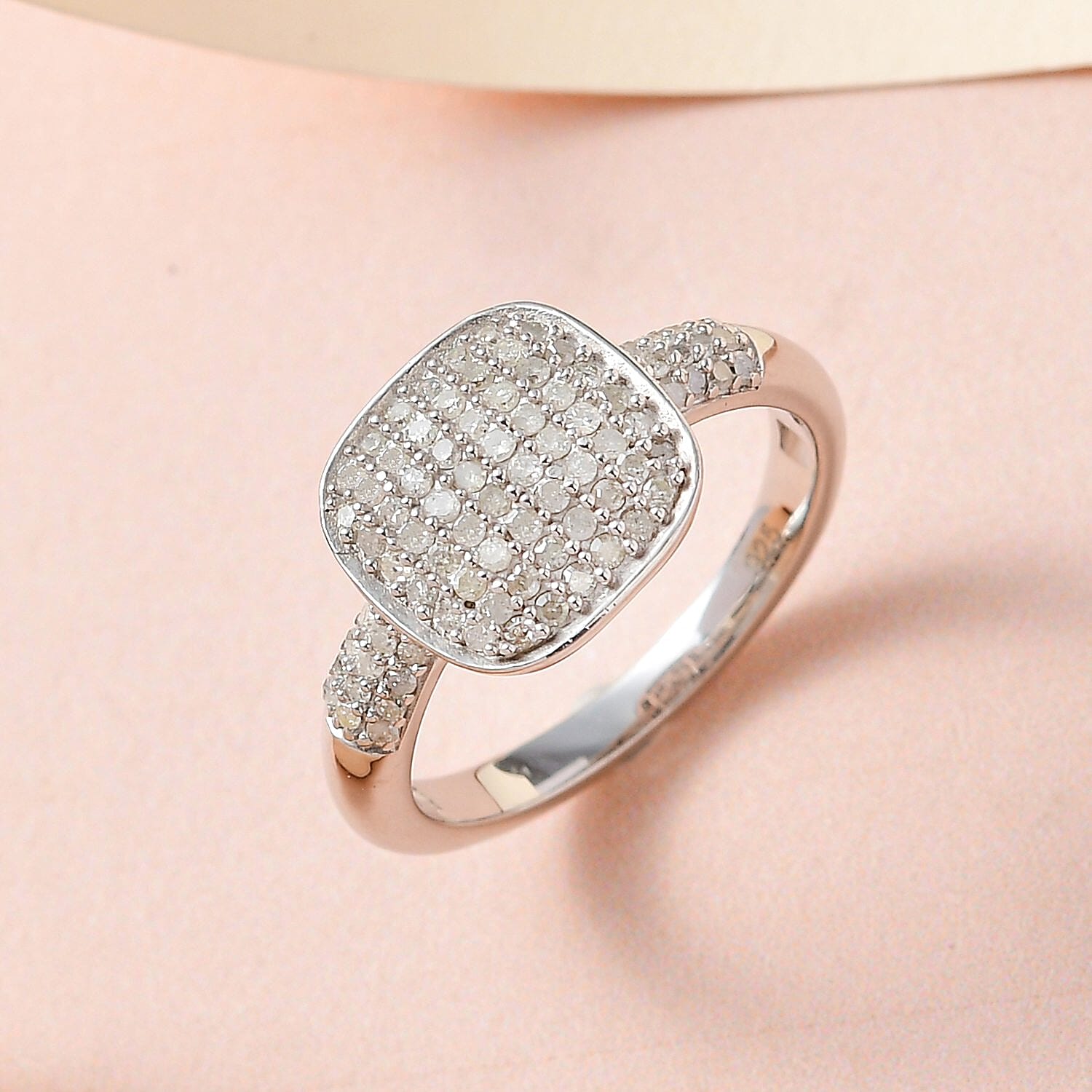 White Diamond 0.50 ctw Ring in Platinum Over Sterling Silver (Size 9.0)