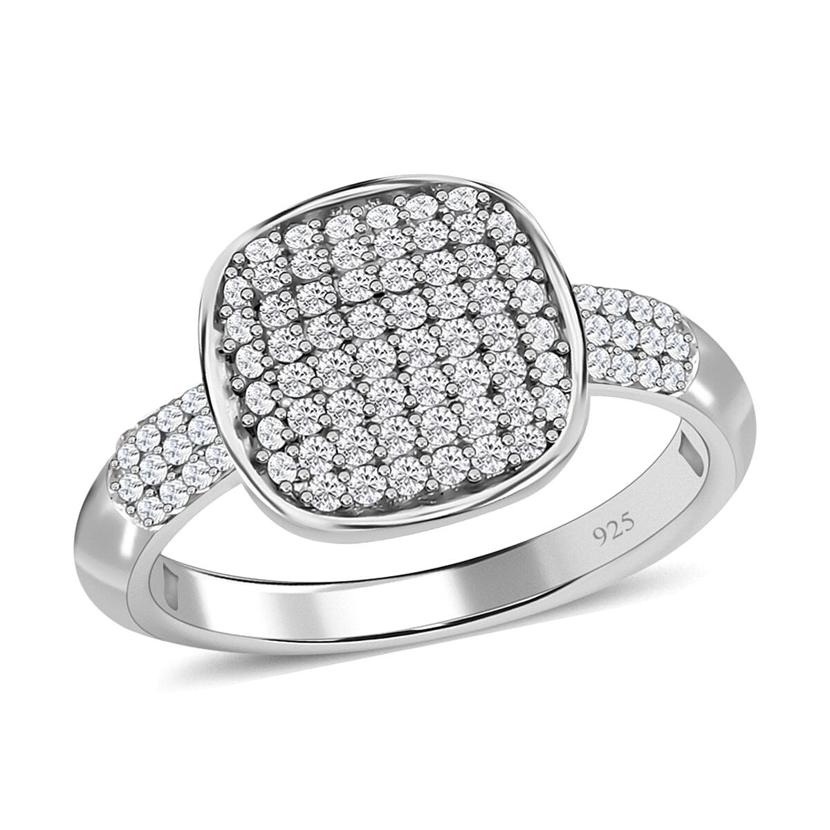 White Diamond 0.50 ctw Ring in Platinum Over Sterling Silver (Size 9.0)