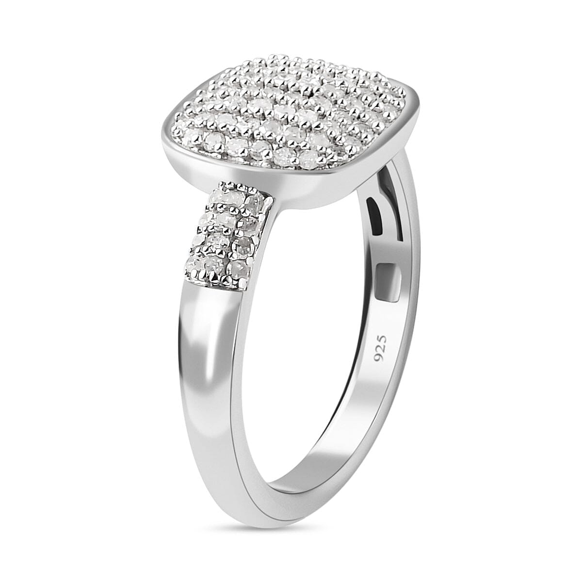 White Diamond 0.50 ctw Ring in Platinum Over Sterling Silver (Size 9.0)