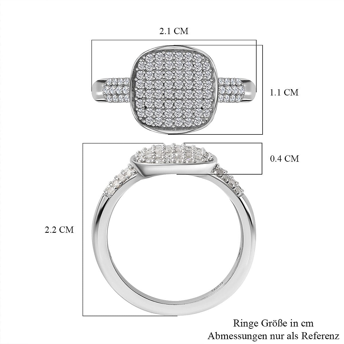 White Diamond 0.50 ctw Ring in Platinum Over Sterling Silver (Size 9.0)