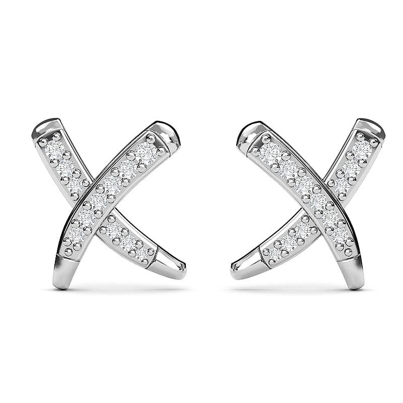 Rachel Galley 14K White Gold Diamond G-H I1 Kiss X Molto Earrings 0.20 ctw