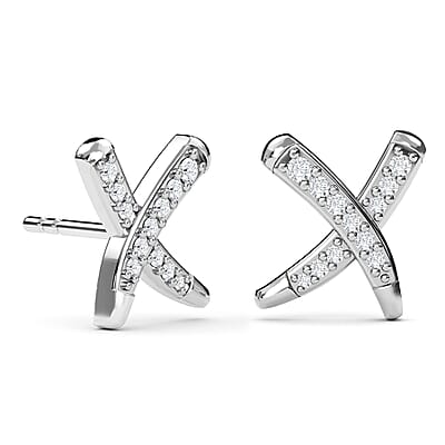 Rachel Galley 14K White Gold Diamond G-H I1 Kiss X Molto Earrings 0.20 ctw