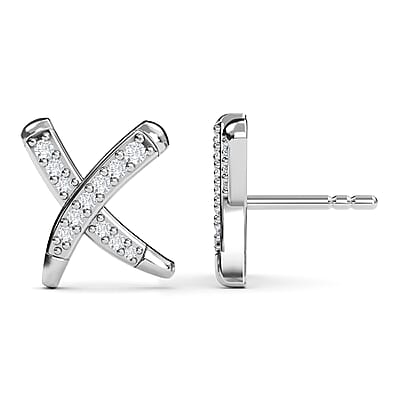 Rachel Galley 14K White Gold Diamond G-H I1 Kiss X Molto Earrings 0.20 ctw