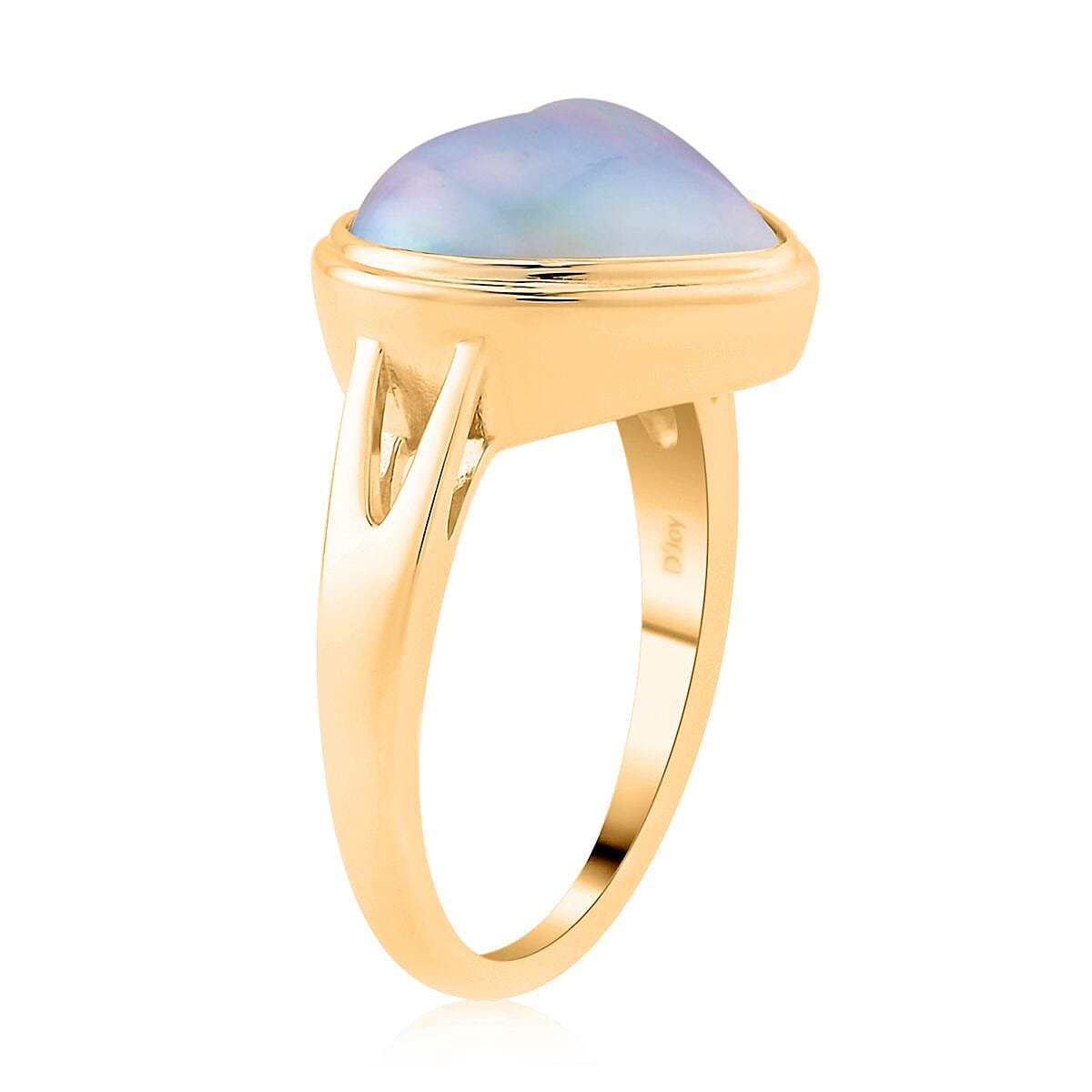Blue Mabe Pearl Solitaire Heart Ring in Vermeil YG Over Sterling Silver (Size 7.0) image number 3