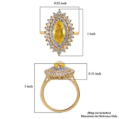 Tanzanian Canary Opal and White Zircon Ring in Vermeil Yellow Gold Over Sterling Silver (Size 10.0) 2.90 ctw