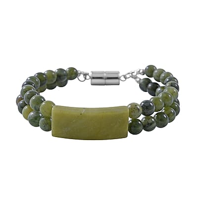 Connemara Marble Bracelet in Rhodium Over Sterling Silver (7.25 In) 82.00 ctw