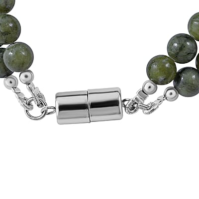 Connemara Marble Bracelet in Rhodium Over Sterling Silver (7.25 In) 82.00 ctw