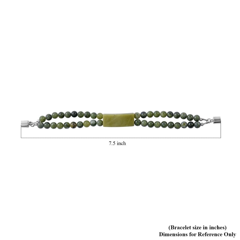 Connemara Marble Bracelet in Rhodium Over Sterling Silver (7.25 In) 82.00 ctw