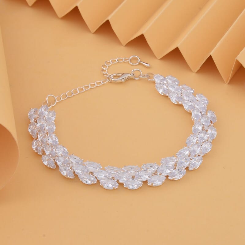 Austrian Crystal Tennis Bracelet in Silvertone (7.5-9.5In)