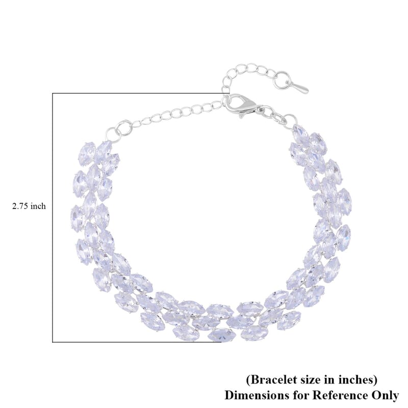 Austrian Crystal Tennis Bracelet in Silvertone (7.5-9.5In)