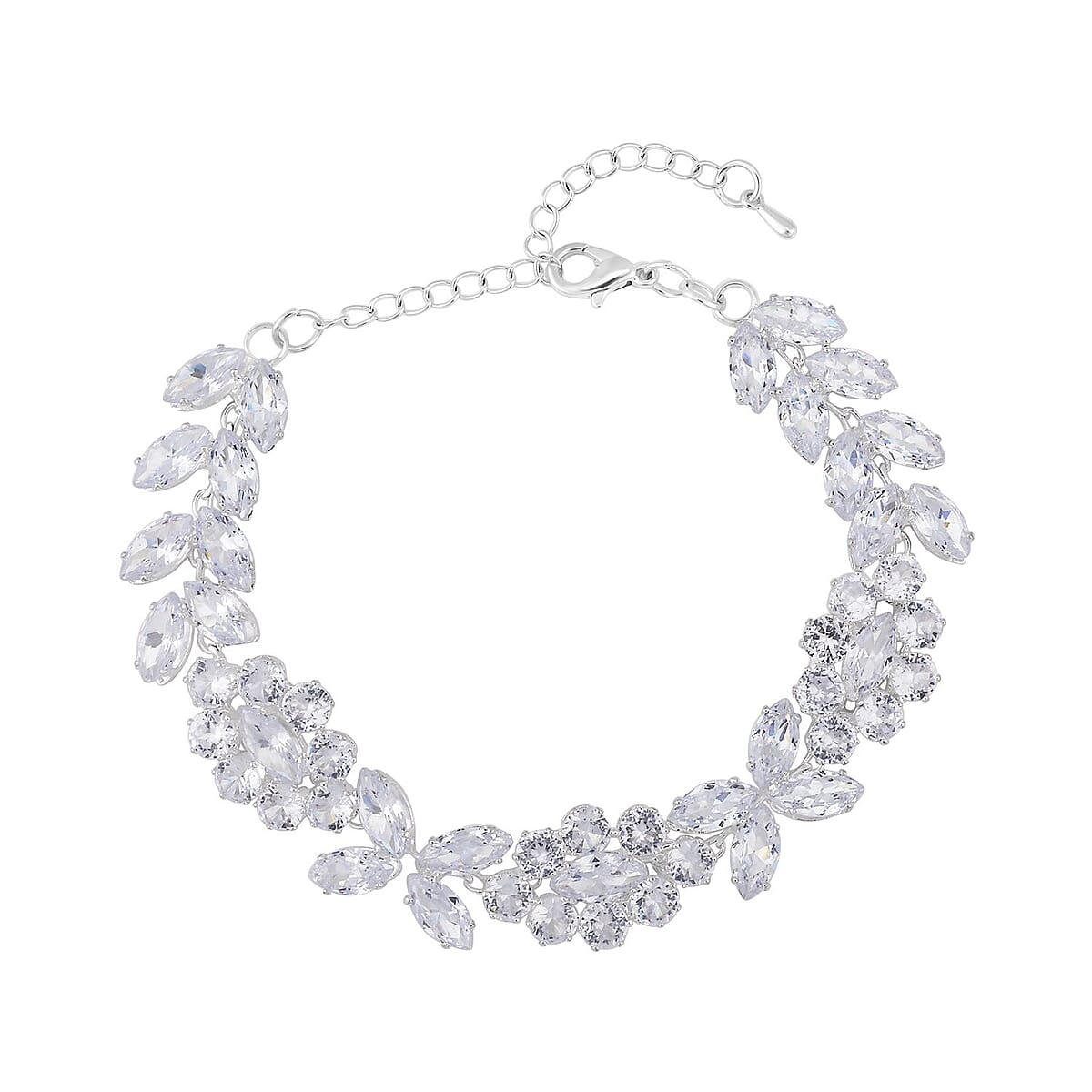 Austrian Crystal Cluster Bracelet in Silvertone (7.5-9.5In) image number 0