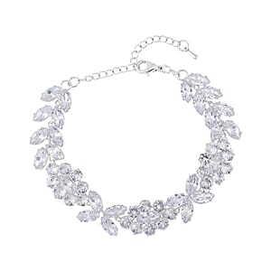 Austrian Crystal Cluster Bracelet in Silvertone (7.5-9.5In)