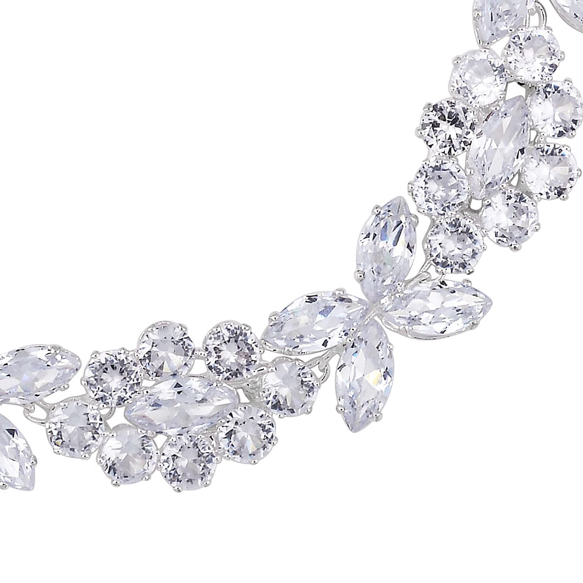 Austrian Crystal Cluster Bracelet in Silvertone (7.5-9.5In) image number 2