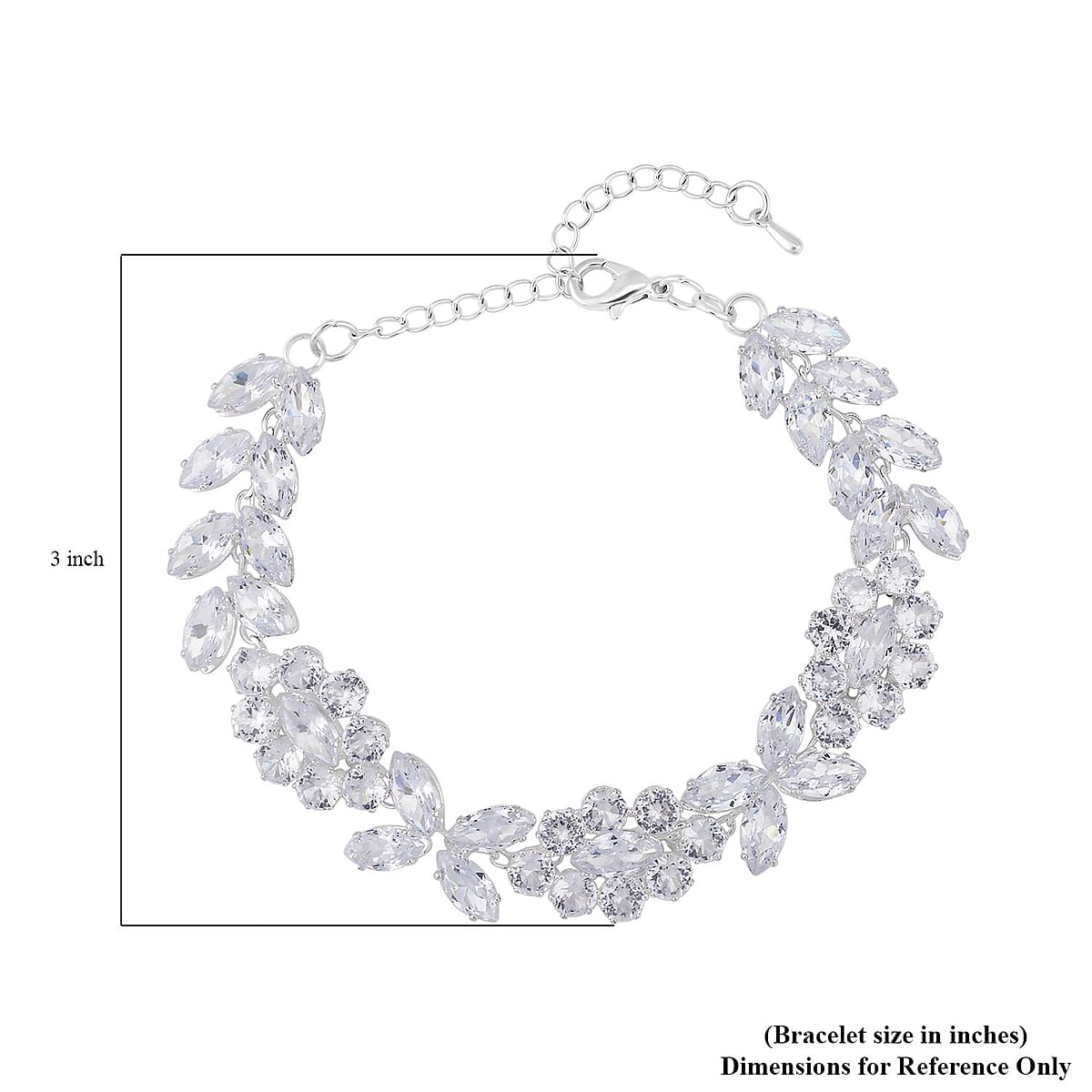 Austrian Crystal Cluster Bracelet in Silvertone (7.5-9.5In) image number 3
