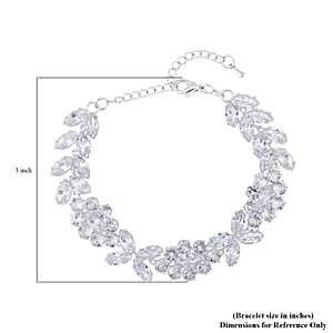 Austrian Crystal Cluster Bracelet in Silvertone (7.5-9.5In)