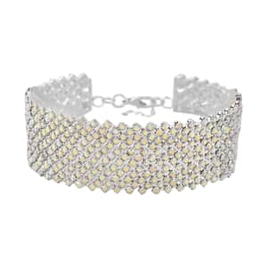 Aurora Borealis Austrian Crystal Cluster Bracelet in Silvertone (7.5-9.5In)