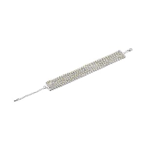 Aurora Borealis Austrian Crystal Cluster Bracelet in Silvertone (7.5-9.5In)