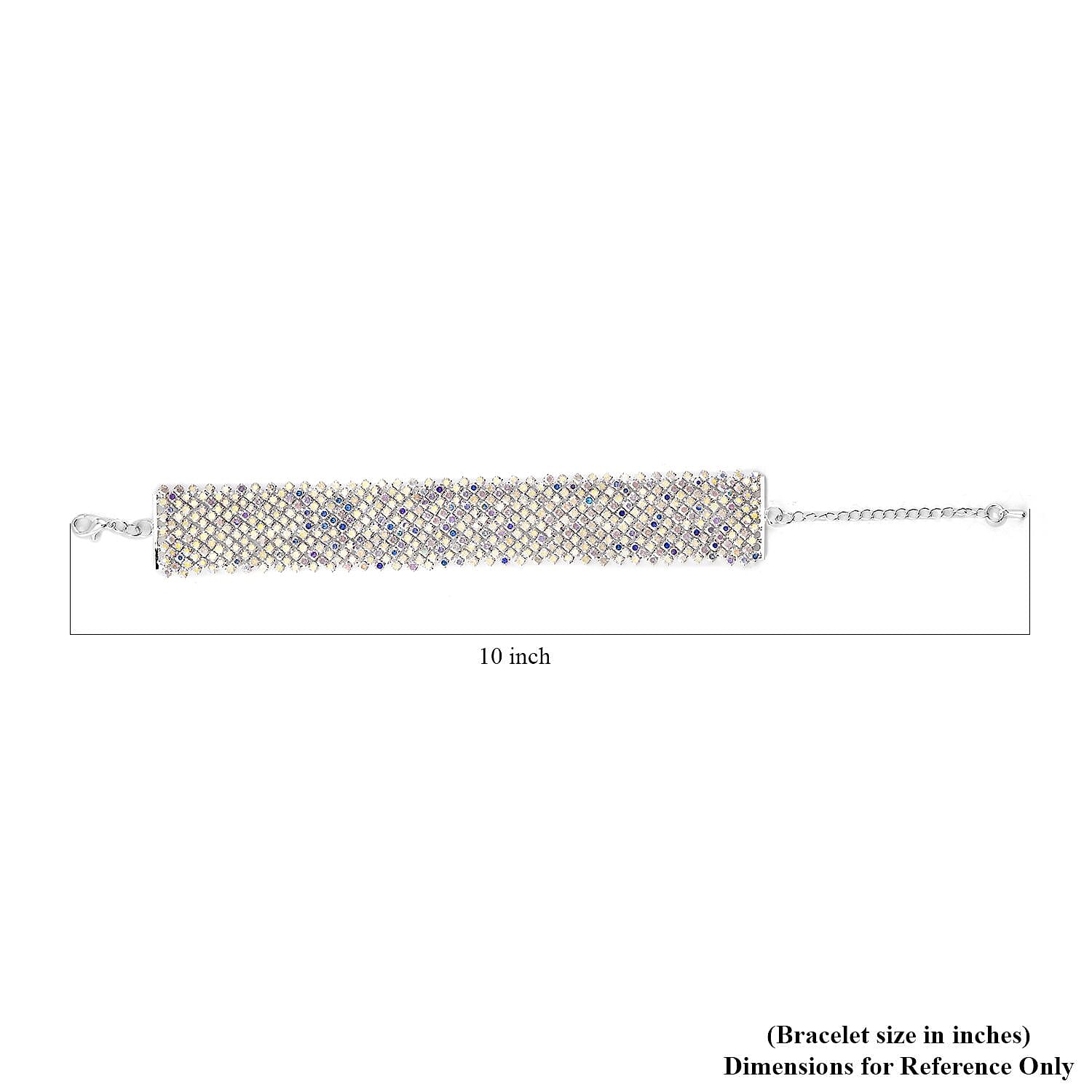 Aurora Borealis Austrian Crystal Cluster Bracelet in Silvertone (7.5-9.5In)