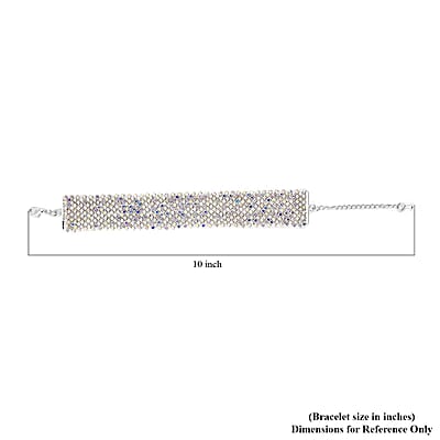 Aurora Borealis Austrian Crystal Cluster Bracelet in Silvertone (7.5-9.5In)