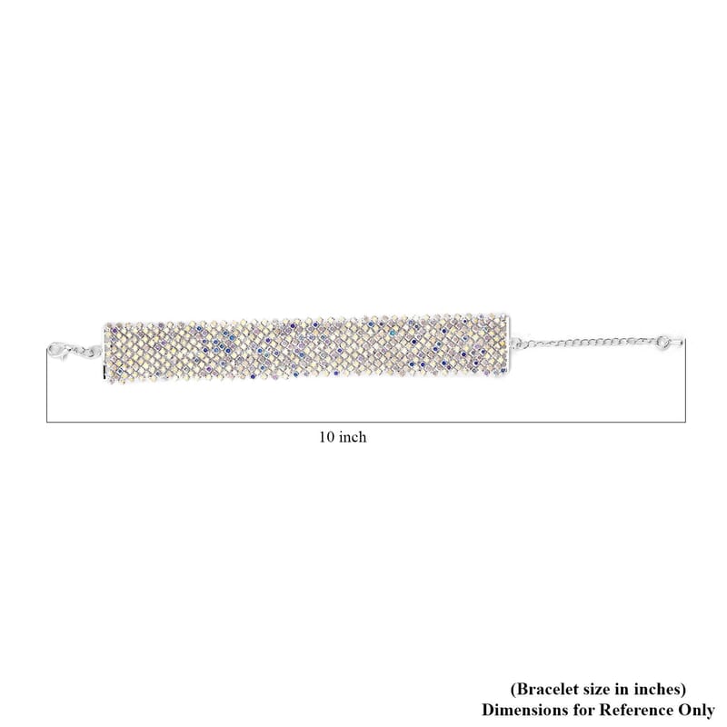 Aurora Borealis Austrian Crystal Cluster Bracelet in Silvertone (7.5-9.5In)