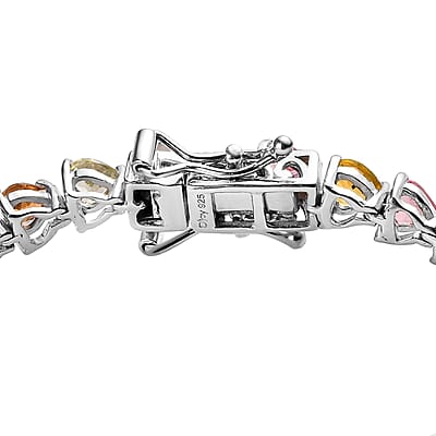 Multi-Tourmaline Tennis Bracelet in Platinum Over Sterling Silver (6.50 In) 7.60 ctw