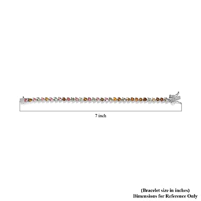 Multi-Tourmaline Tennis Bracelet in Platinum Over Sterling Silver (6.50 In) 7.60 ctw