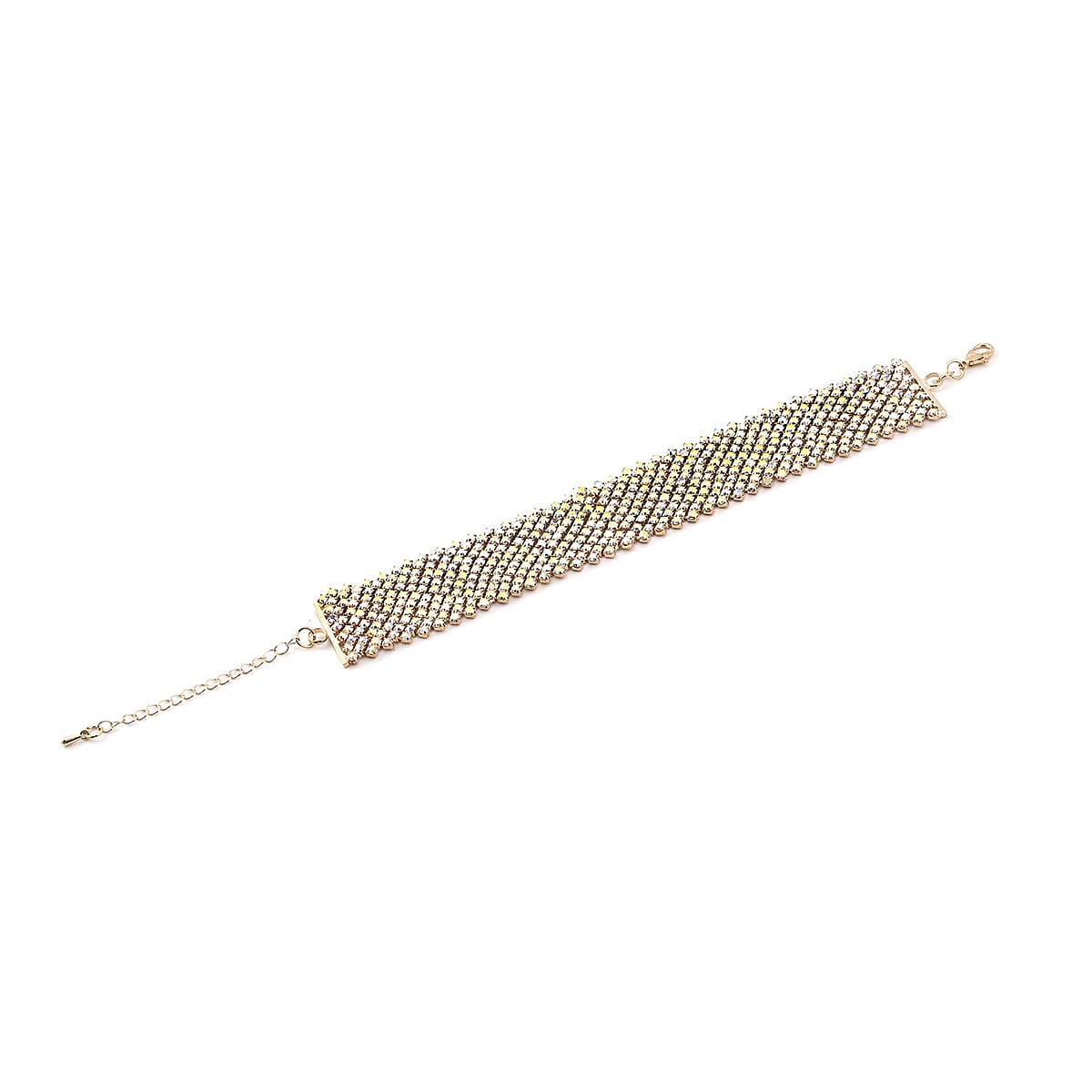 Aurora Borealis Austrian Crystal Cluster Bracelet in Goldtone (7.5-9.5In) image number 2