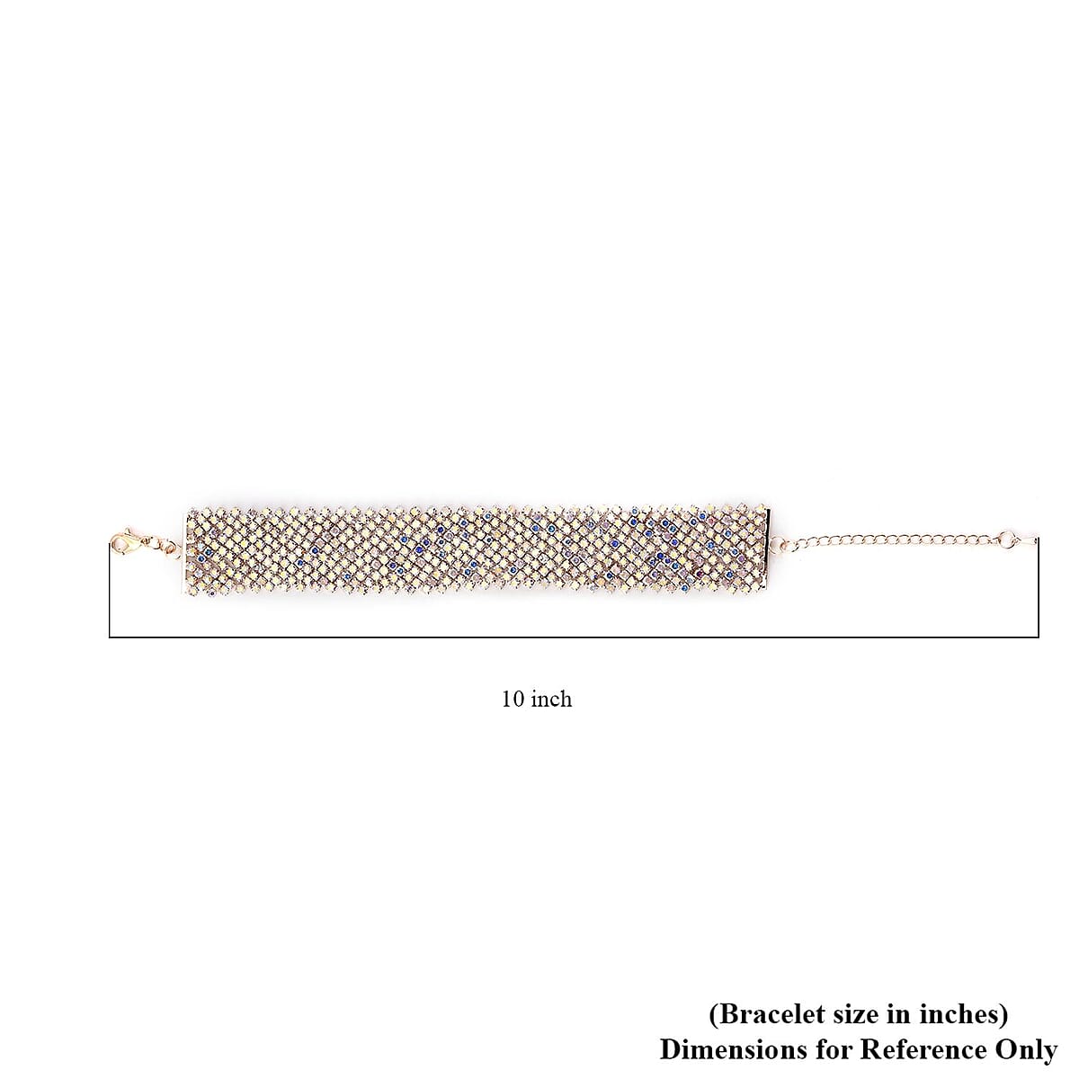 Aurora Borealis Austrian Crystal Cluster Bracelet in Goldtone (7.5-9.5In) image number 4