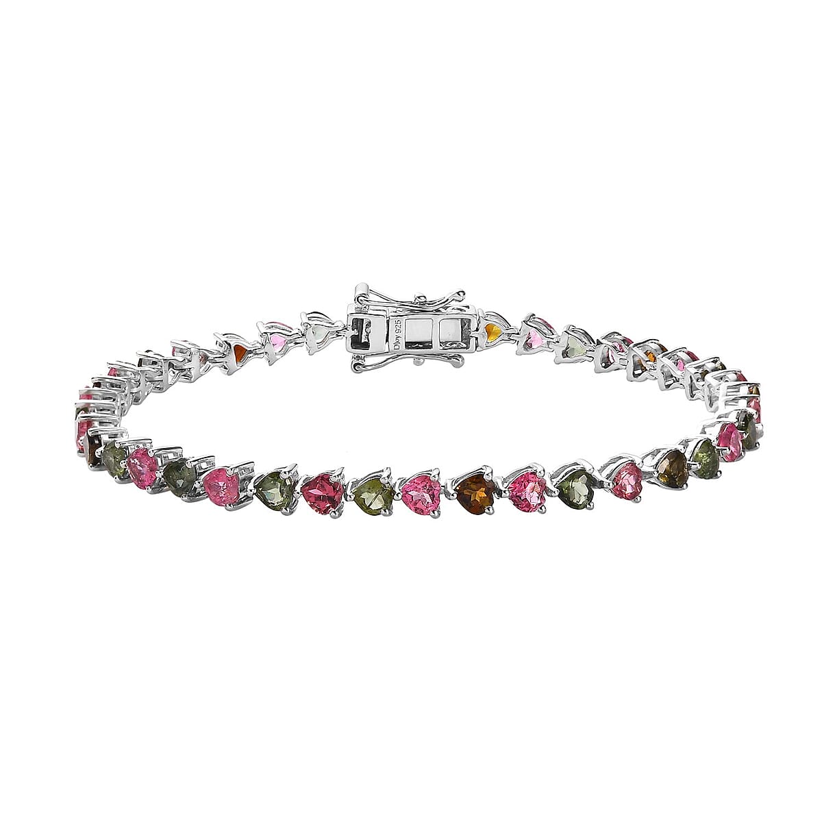 Multi-Tourmaline Tennis Bracelet in Platinum Over Sterling Silver (7.25 In) 8.50 ctw image number 0